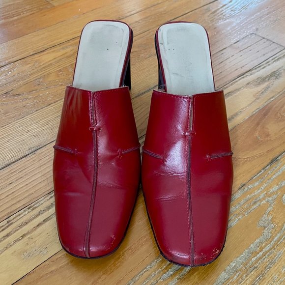Paolo Corelli Shoes - Red leather mule heals